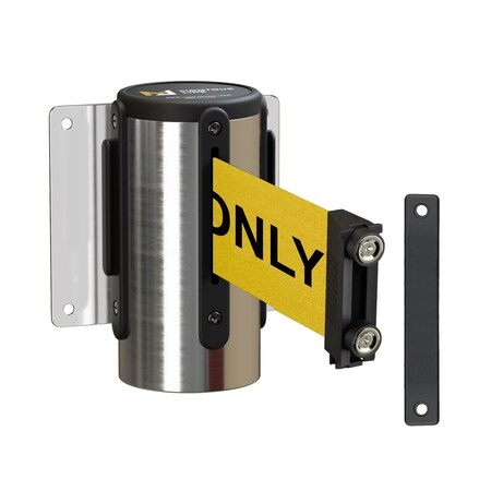 Montour Line Retr. Belt Barrier Fxd Pol. Stainless, Metal Wall Mt 8.5' Auth...Belt WM115-PS-AUTHYB-F-M-85